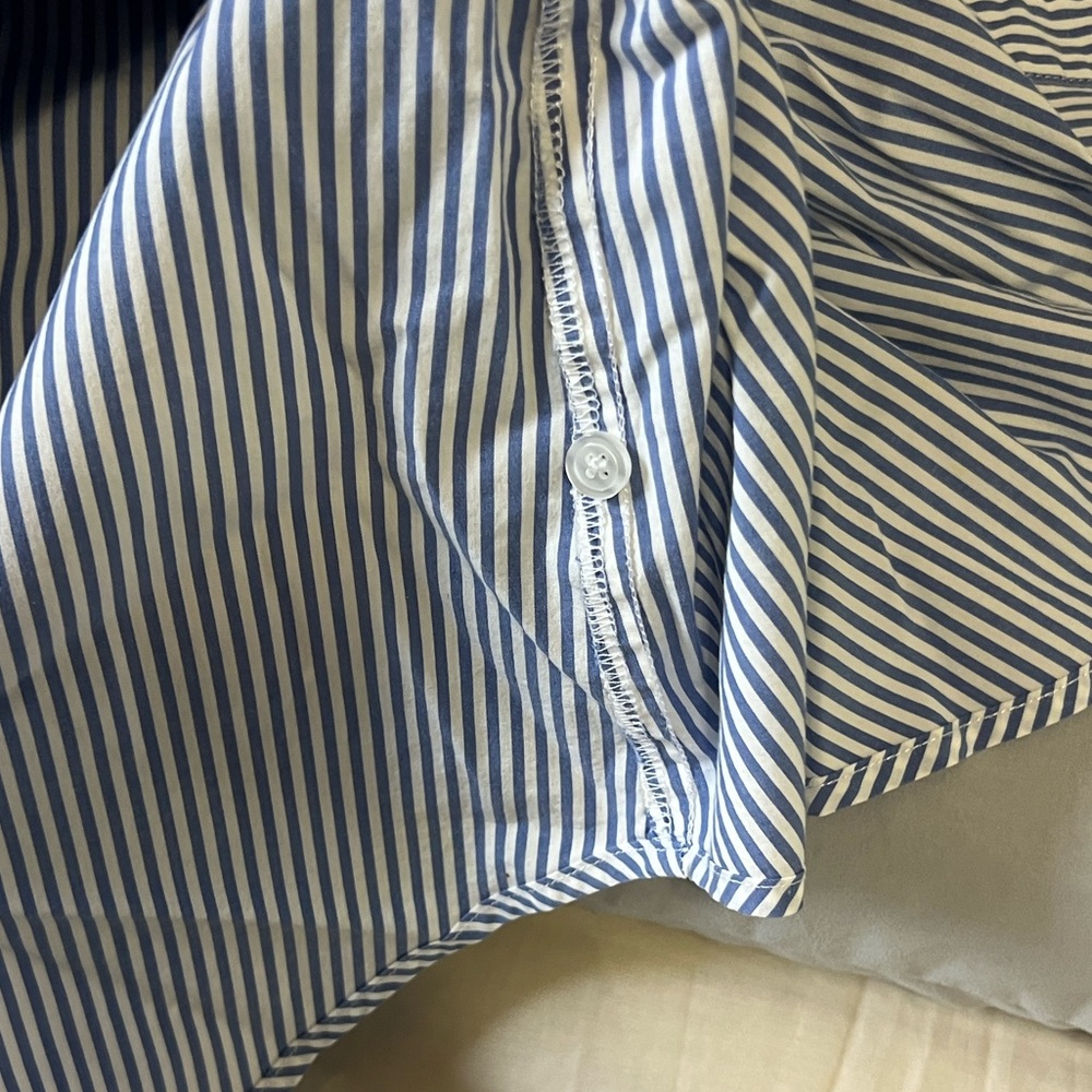 Finley,Tie-Waist Top Cotton Poplin Button Front Blouse Resort Chic Size M - Picture 6 of 7